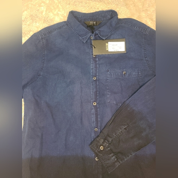 Neuw Denim material long sleeve bottom down shirt. - Picture 3 of 6
